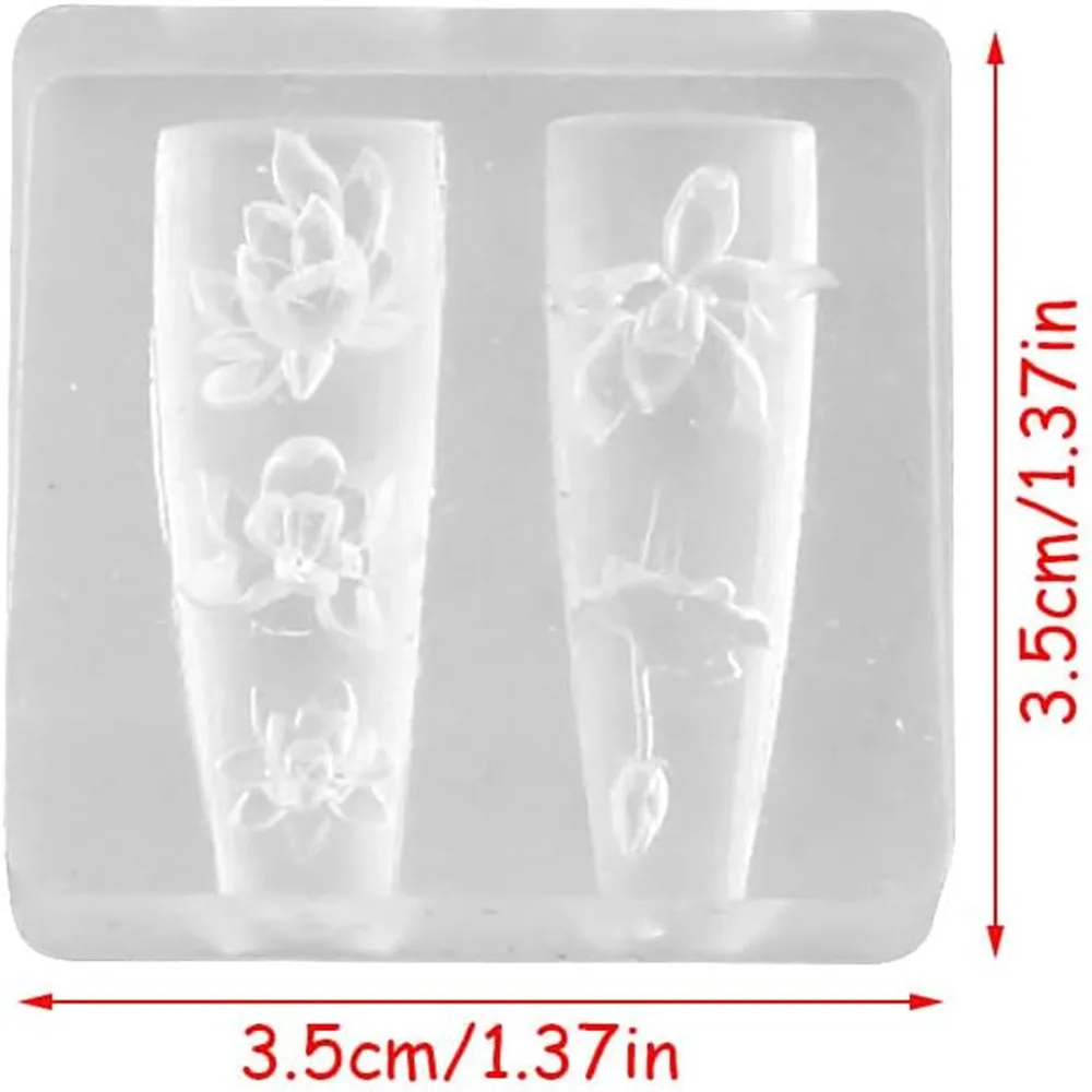 3D Lotus Flower Nail Design Silicone Molds Carving Template Art Epoxy Resin Molds Classic Floral Leaf Nail Supplies Accessories