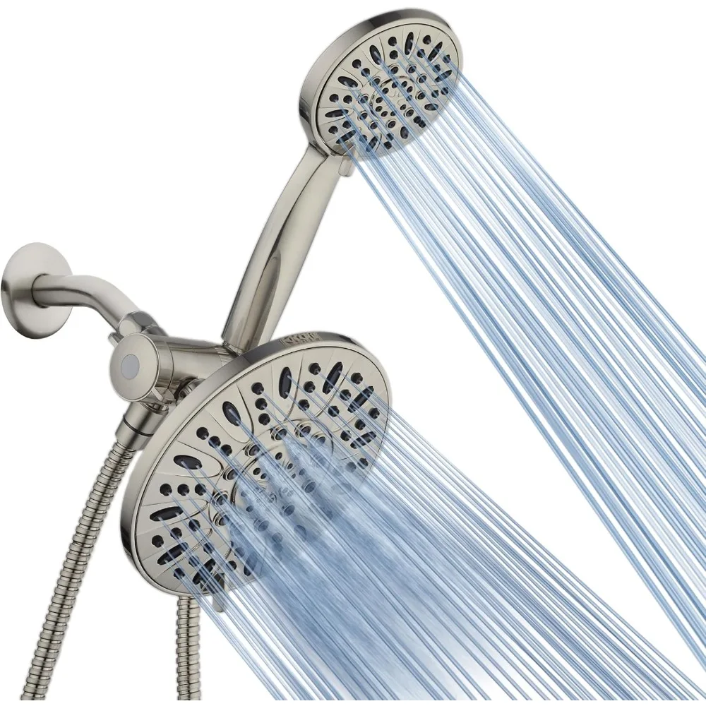 

Luxurious 6-Setting Rainfall Shower Head with High-Pressure 3-Way Combo and Stainless Steel Hose