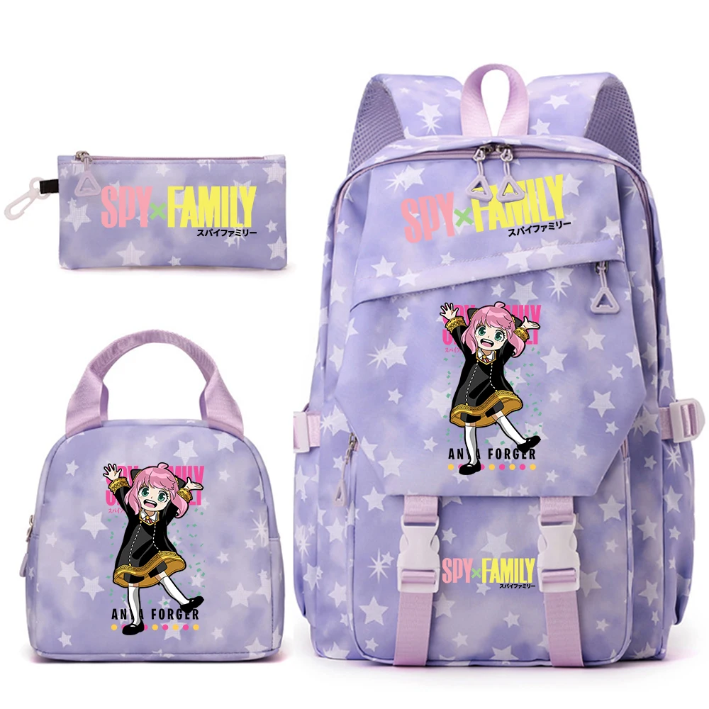 Spy x Family Anya Forger Anime Print Student Bookbag Lunch Bag Pencil Case Set for Girls School Backpack view 5