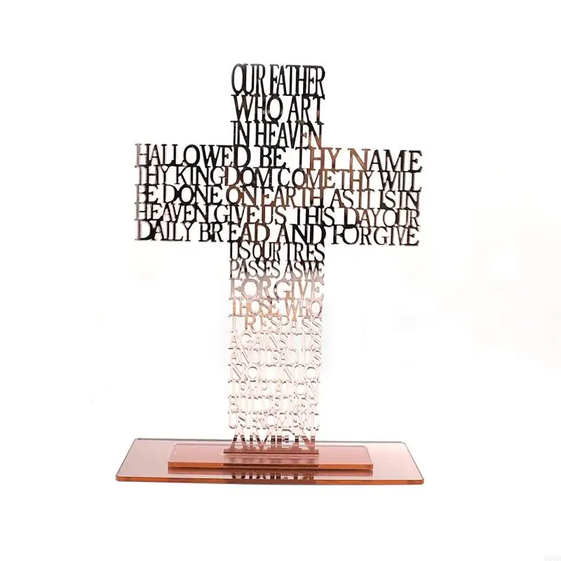 E06b Acrílico Padre Escrituras para cruz con Stand Religios Iglesia pie Crucifi