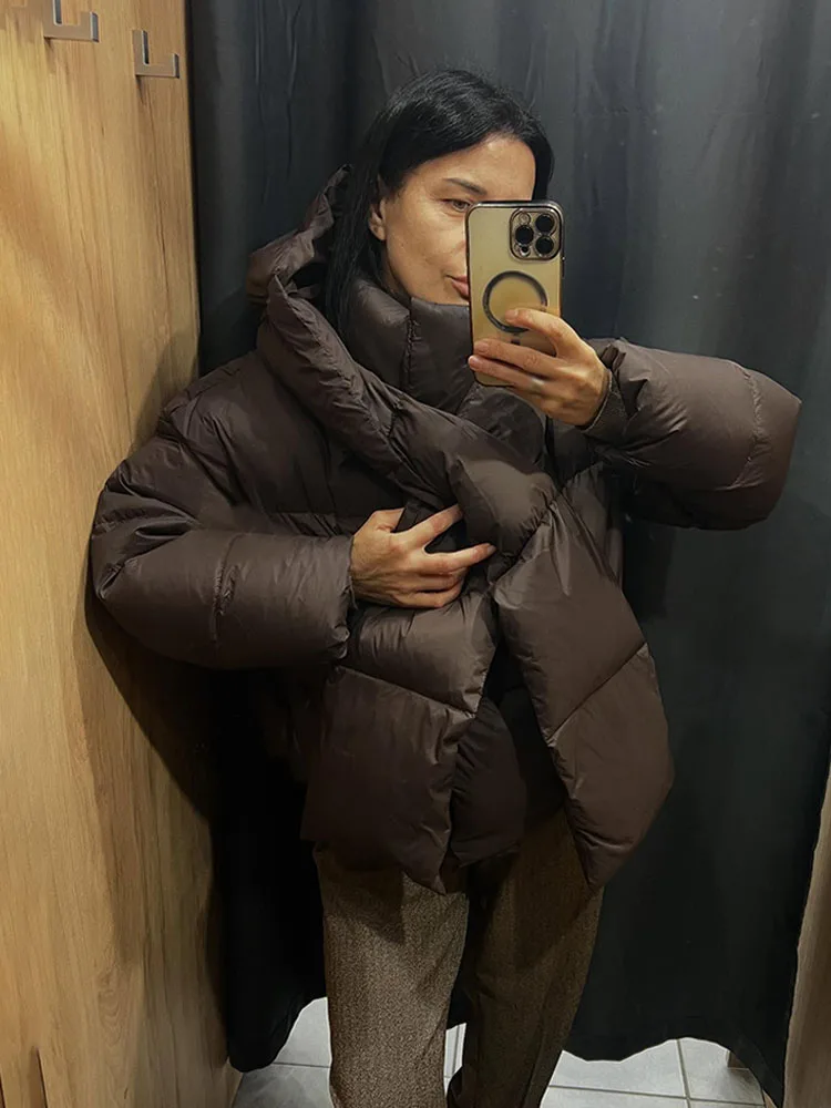 HH mujer invierno versátil bolsillos sólidos bufanda decoración Casual abrigos cálidos sueltos mujer moda cuello alto chaquetas de manga larga