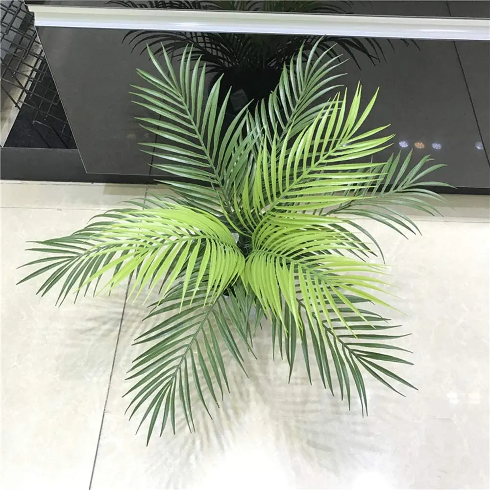 Hojas de palma artificiales para fiesta hawaiana, plantas de Palma de imitación, frondas tropicales grandes, verde, 12 piezas