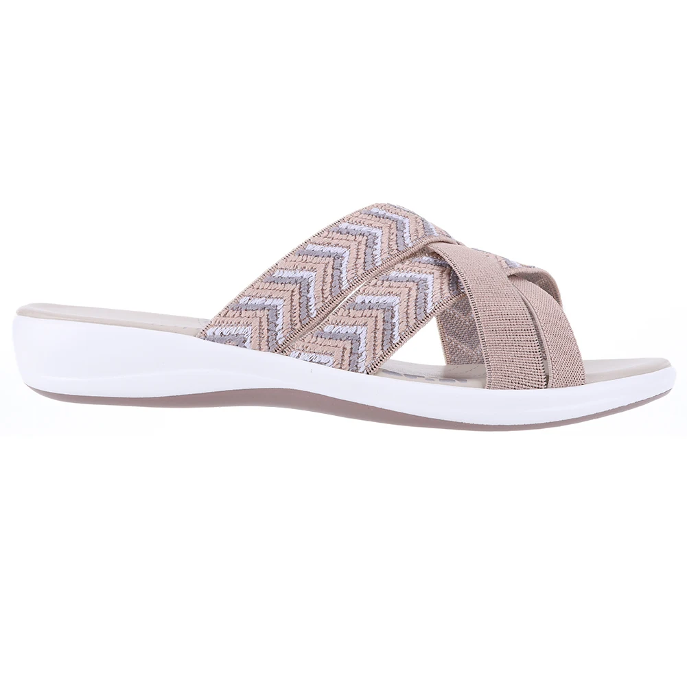 Women Thick Cushion Slippers Wide Width Cross Strap Casual Beach Sandals Open Toe Soft Sandals Lightweight for Summer