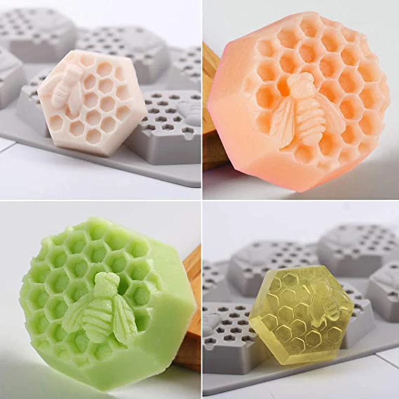 Honeycomb Soap Mold 3D Bumble Bee Stamp For Handmade Lotion Bars Honeybee Wax Melts Bath Bomb Chocolate Dessert Decoration Tools - view 2