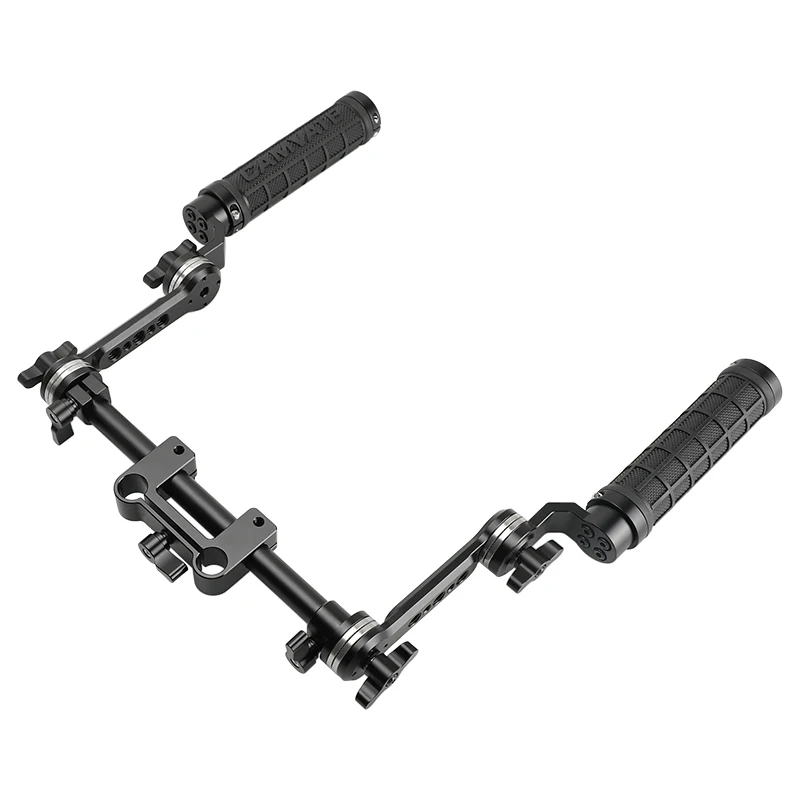 HDRig Camera Shoulder Rig Rubber Handgrip with ARRI Rosette Arm & Adjustable Central 15mm Railblock For Dslr Shoulder Mount Rig