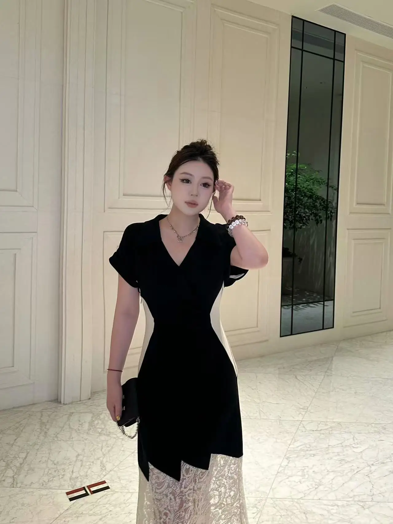 

Ретро-платье из денима с кружевными вставками для женщин больших размеров, летнее, новое, с завышенной талией, повседневное, из полиэстера, хлопка и спандекса, А-силуэт...