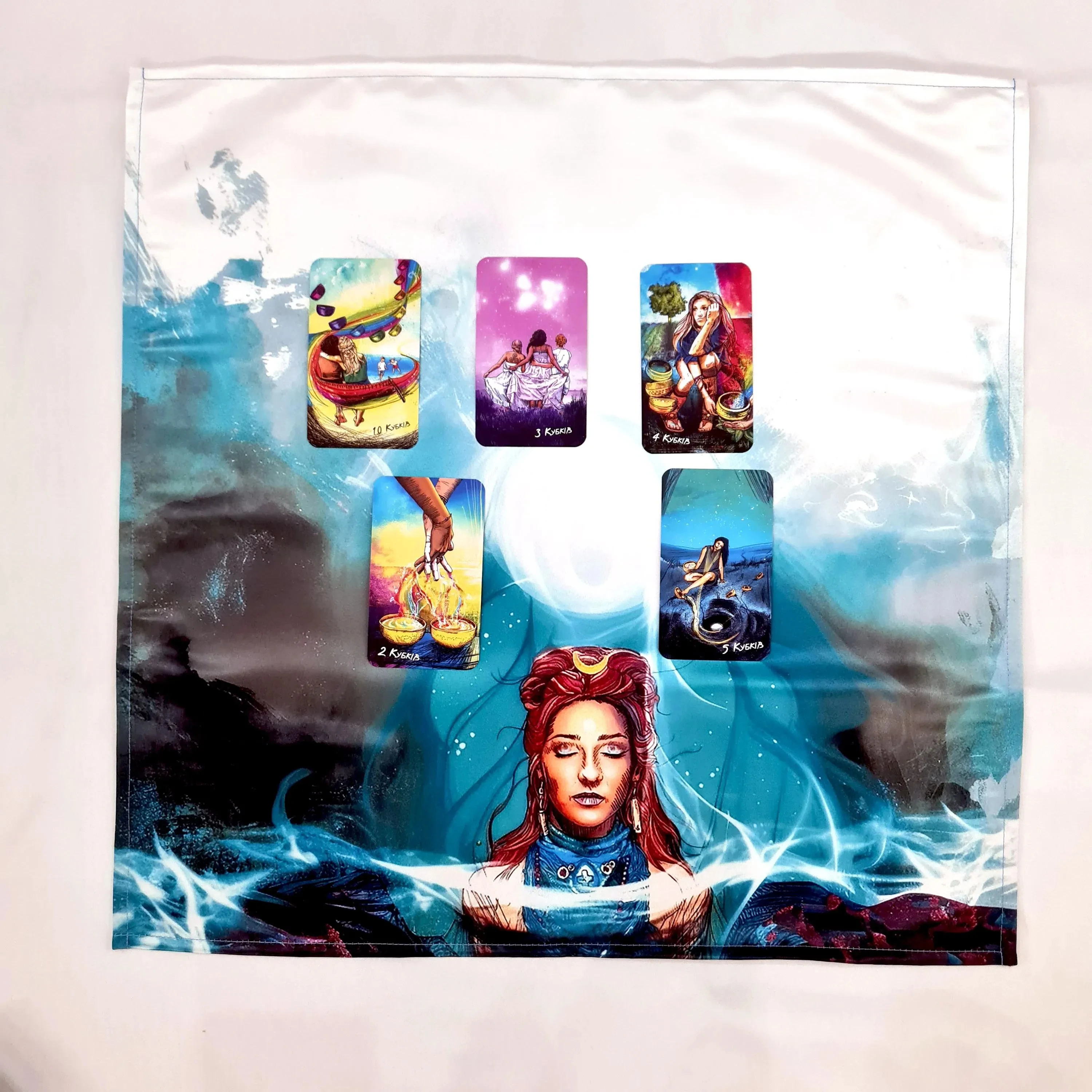 VIKAMA Blues Moon God Crystal Ball Tablecloth Mysterious Witch Altar Cloth Tarot Divination Ceremony Tarot Card Tablecloth
