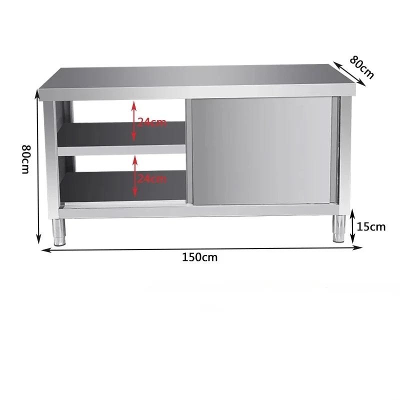 

Commercial Grade Stainless Steel Double Pass Sliding Door Workbench with High-Quality 304 Materia
