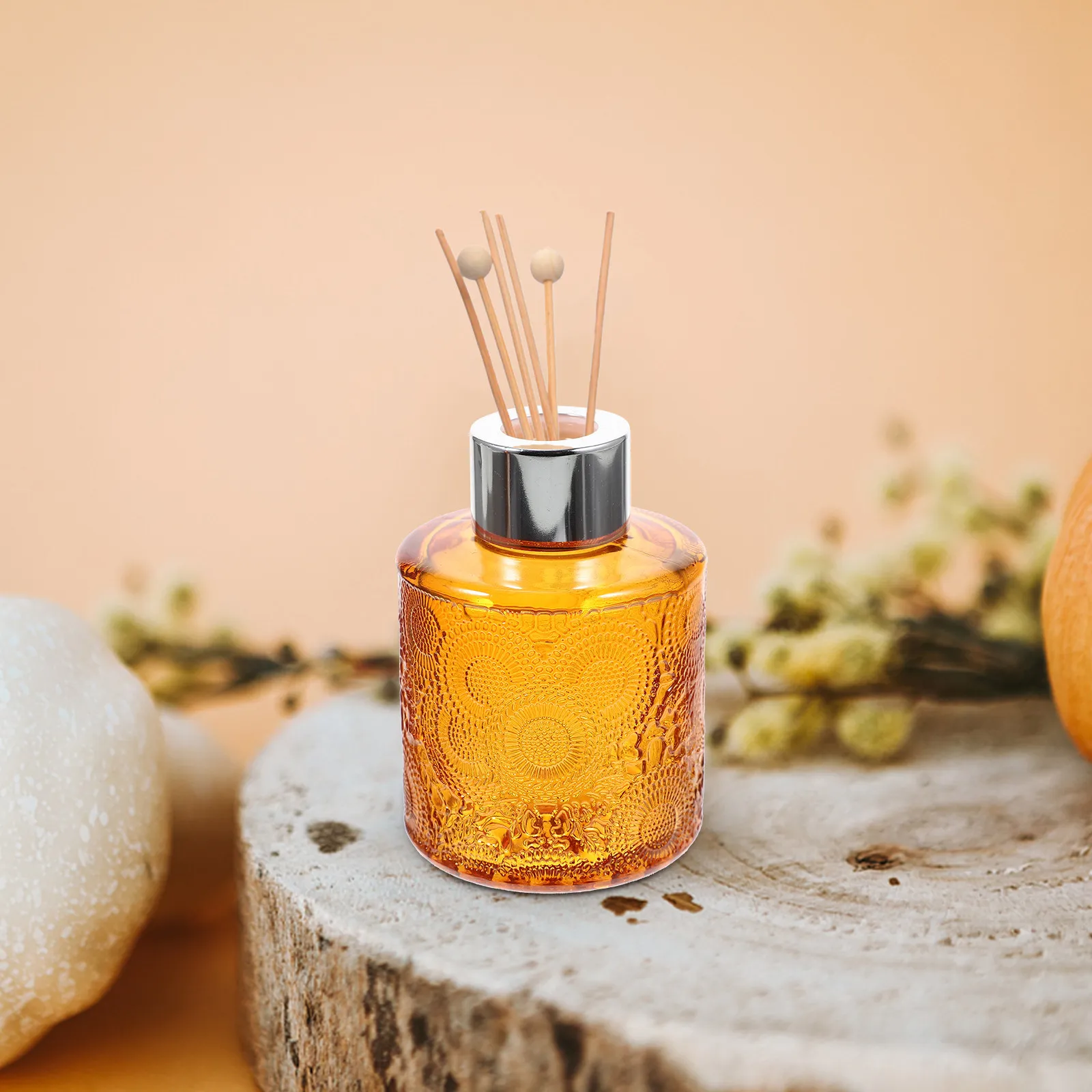 

Набор из 4 рельефных стеклянных флаконов для ароматов, контейнеры для парфюмерии с широким горлышком, держатели для сухих цветов для дома, офиса, рабочего стола, аромадиффузоры