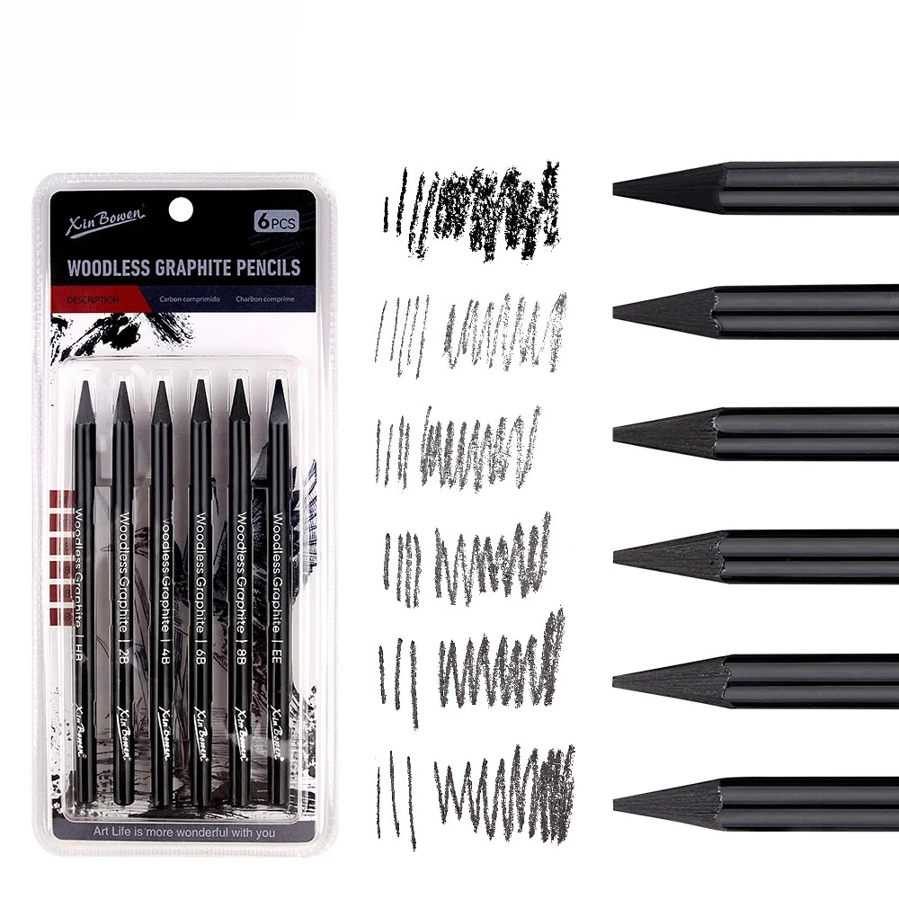 

Wood Free Graphite Sketching Carbon Pencil Set for Art Students Drawing Charcoal Pencil Solid Wholesale