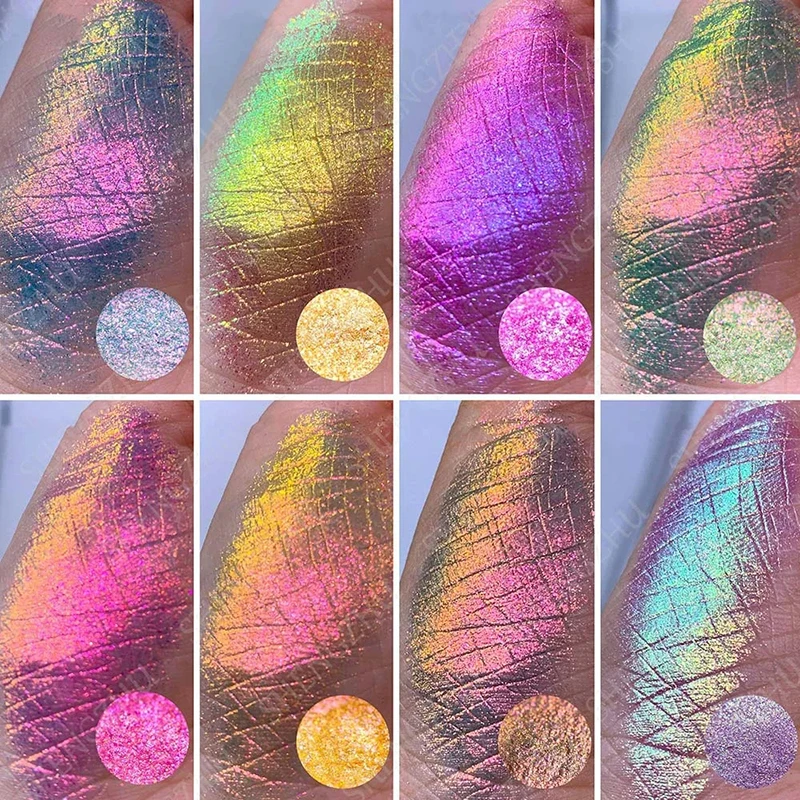 6-color Magic Mirror Chameleon Aurora Chrome Nail Powder Mica Pigment Suit For Eyeshadow Nail Gel Makeup Party Festival Powder