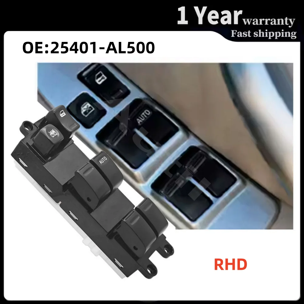 RHD Front Right Master Power Window Switch for Nissan Navara D22 X-Trail Skyline Infiniti G35 2004-2014 25401-AL500 25401AL500