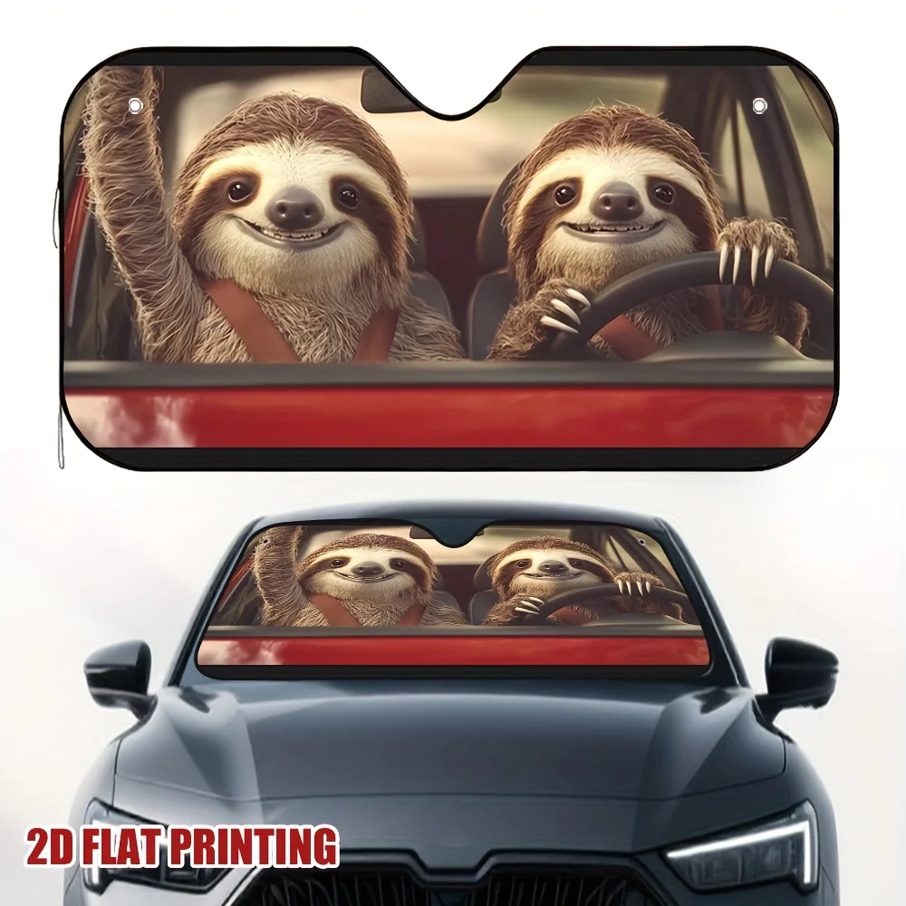 

1pc Smiling Sloths Joyride Car Sun Visor, Reduces Intense Sunlight, Perfect For Daily Commuters, Short-distance Drivers, And Sum
