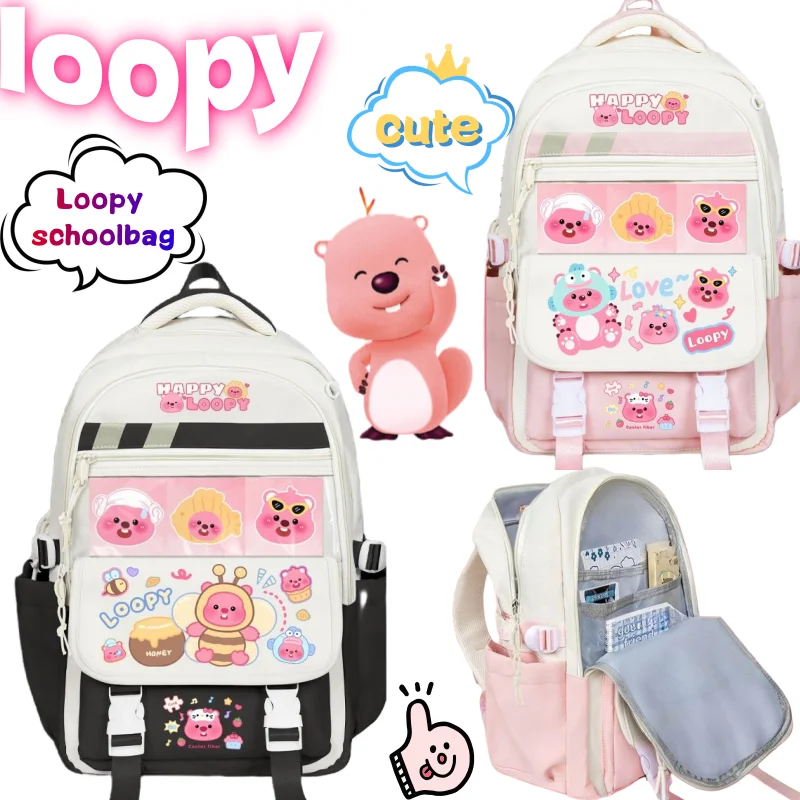 

Loopy backpack with high-value cartoon print large capacity portable weight-reducing spine-protecting versatile school backpack