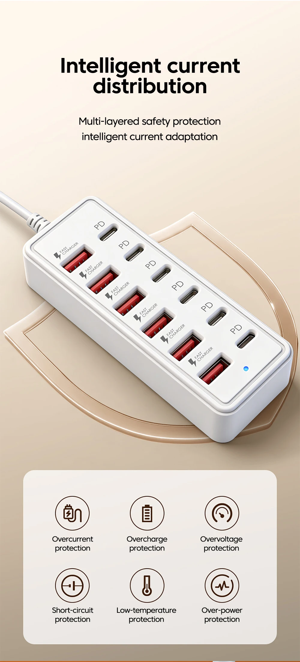 Elough 6 USB 6 PD HUB 2.0 Multi-Splitter Typ C USB 2.0 Erweiterungsadapter für PC Computer 1,2M Verlängerungskabel – Detail 7