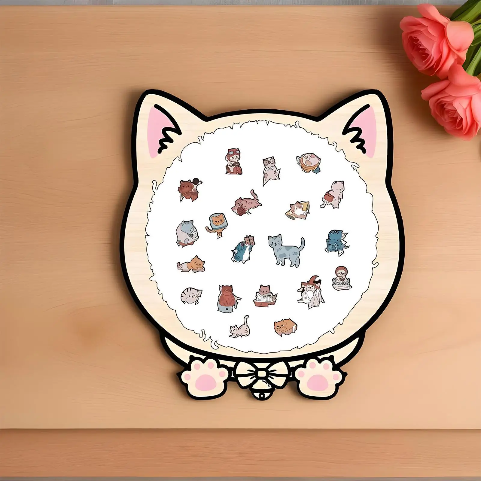 Wooden Animal Puzzle 135 Pieces Cat Framed Brain Game Wooden Children's Puzzles For Boys Girls Youth Elderly Preschool Tabletop