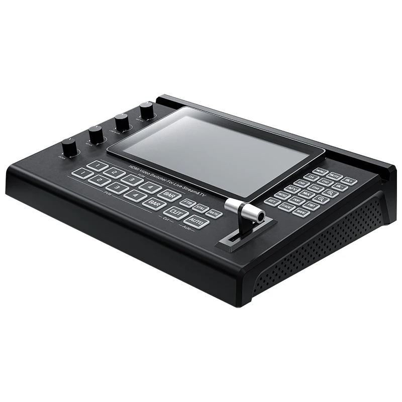 HDMI Live Streaming Switcher with 7'' Built-in Screen 1080P 4 Way HDMI Video Audio Switcher Mixer 4 In 2 out Support PIP/POP