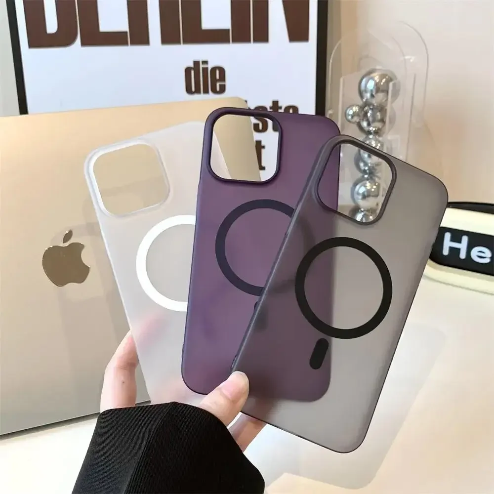 Matte Ultra-Thin for Magsafe Case For iPhone 15 16 14 11 12 13 Pro Max Plus Magnetic Wireless Charger Hard PC Translucent Cover
