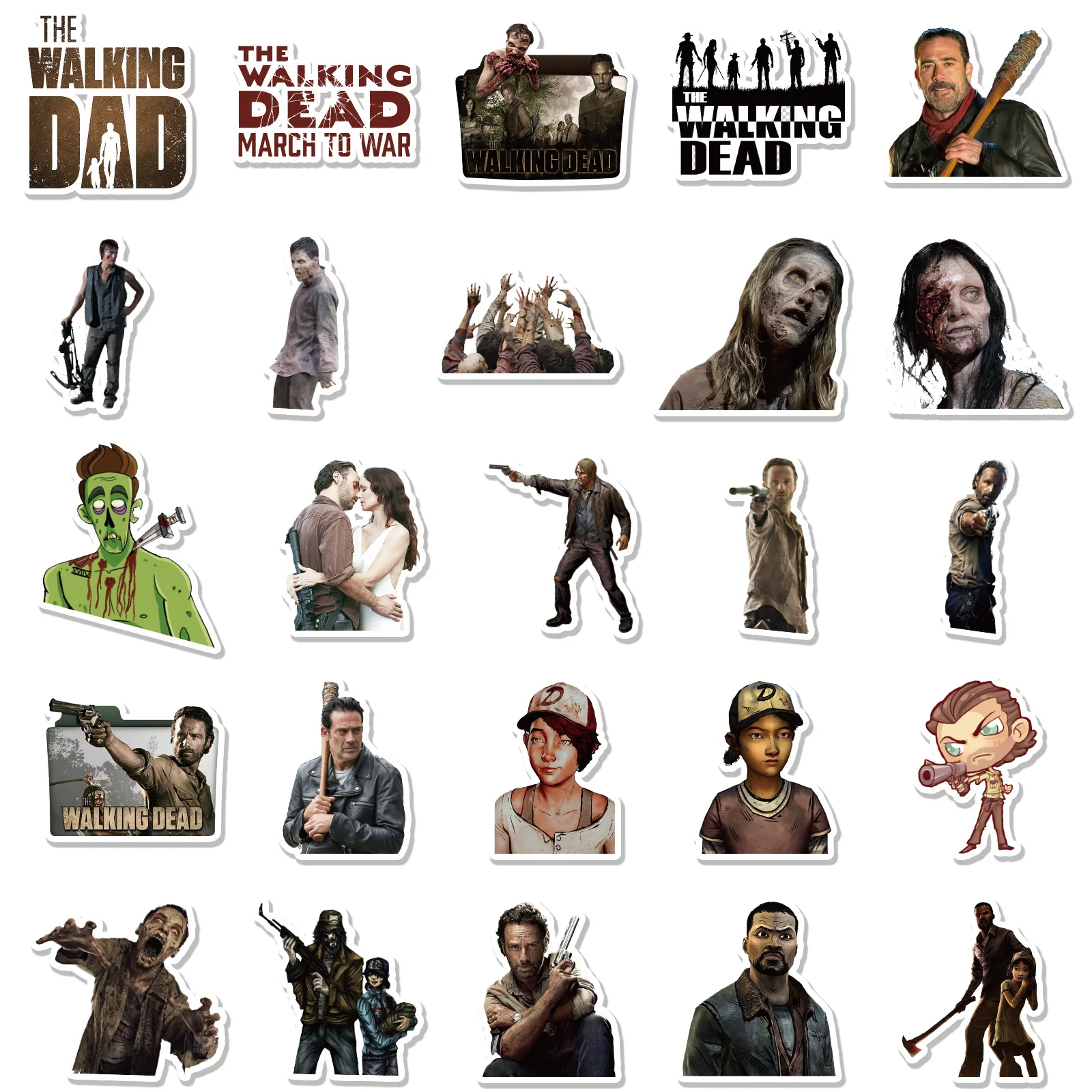 50pcs American TV Series The Walking Dead Children\'s Graffiti Luggage Helmet Computer Water Cup Waterproof Stickers