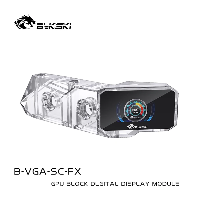 BYKSKI Vertical GPU Water Block Mount Thermometer,Temperature Display LCD Screen Component,Black,Transparent,G1/4 ,B-VGA-SC-FX