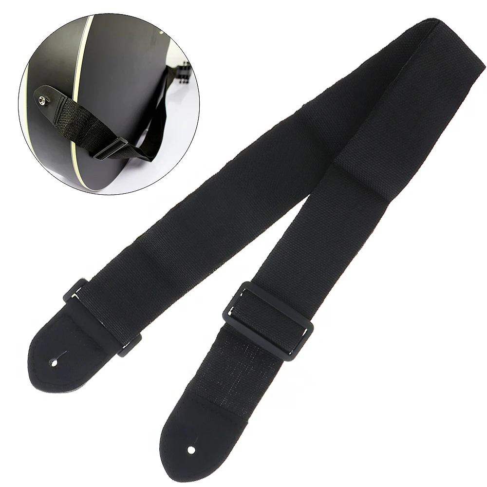 68-124cm Adjustable Universal  Nylon Guitar Strap Folk Guitar Wooden Guitar with PU Leather Ends for Guitar Player