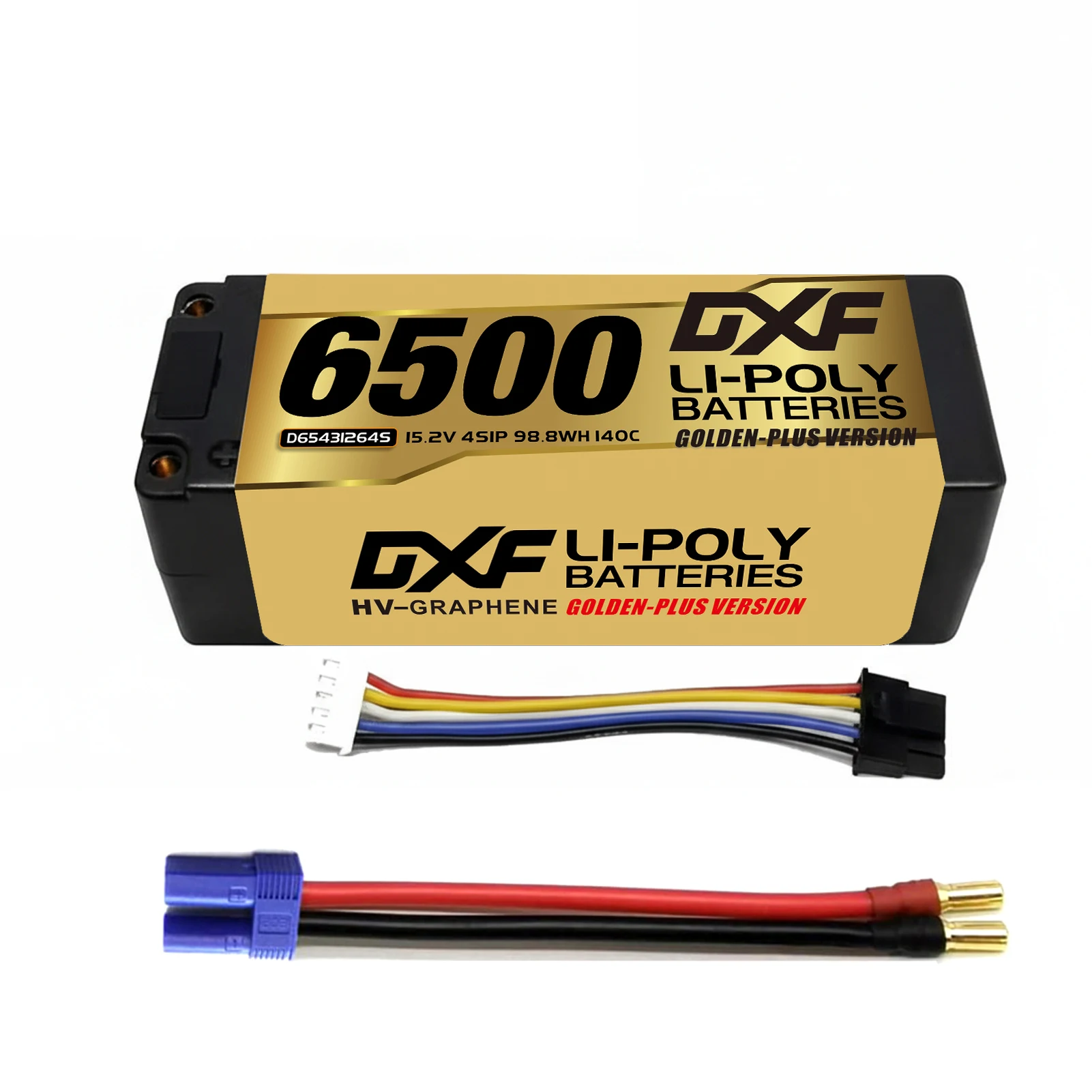 DXF 6500mAh 4S 15,2V 140C Klasse A Lipo-Akku LCG HV-Akku Hardcase mit XT90 EC5 Anschluss für RC Modellauto Boot LKW