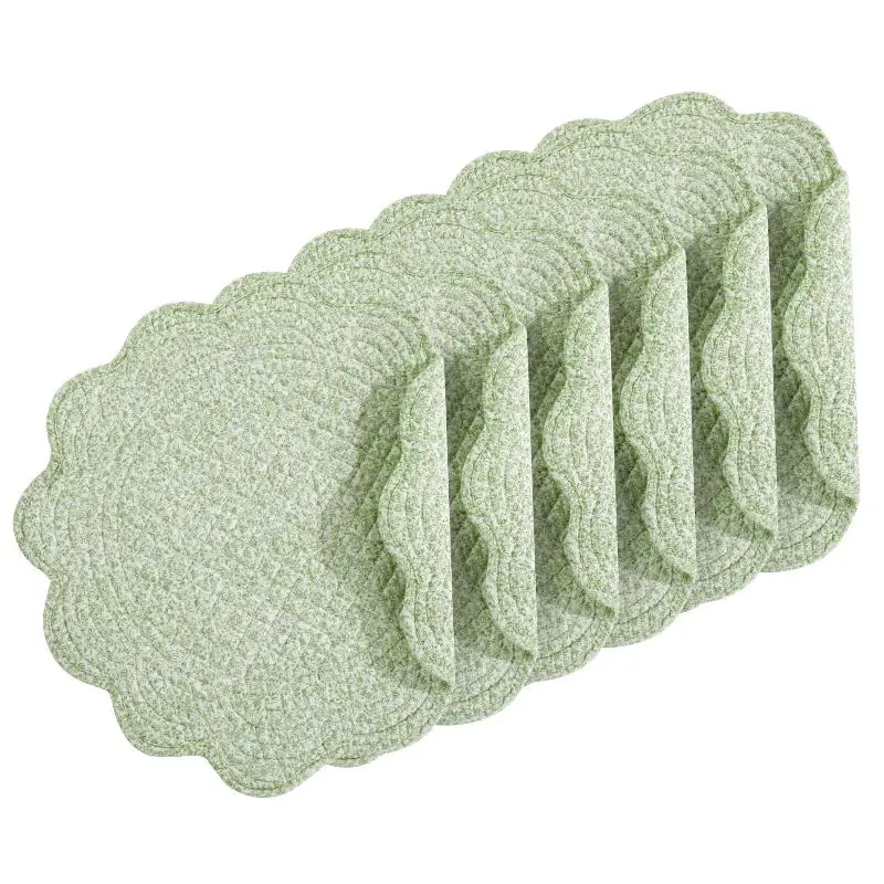 1Pcs 38cm Table Mats Cotton Fabric With Microfiber Filling Quilted Placemats Washable Round Placemats For Table