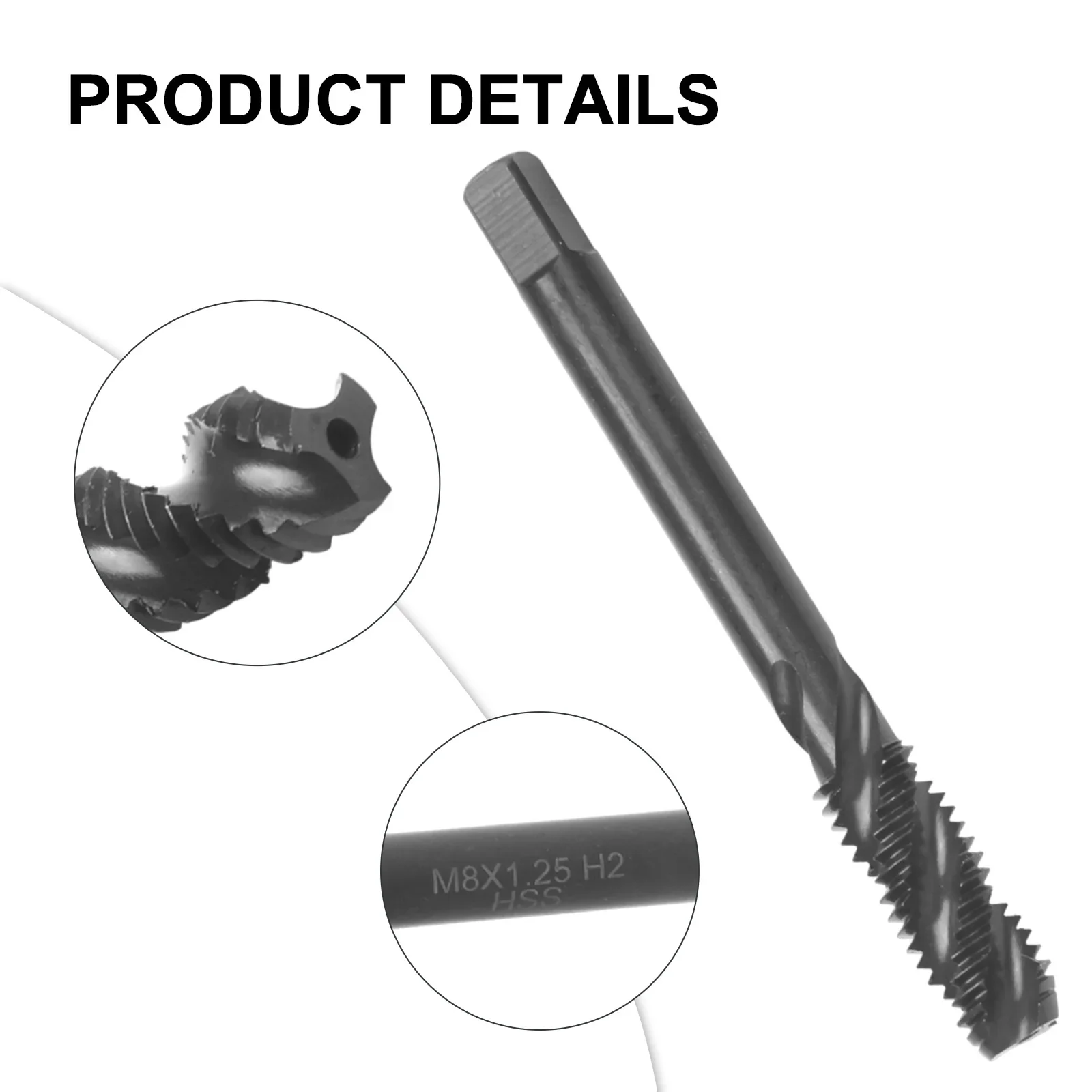 M8 X 1.25 Spiral Flute Tap Spiral Fluted Tap Upward Chip Removal High Speed Steel Tools Spiral Flute Tap Tap Square Head