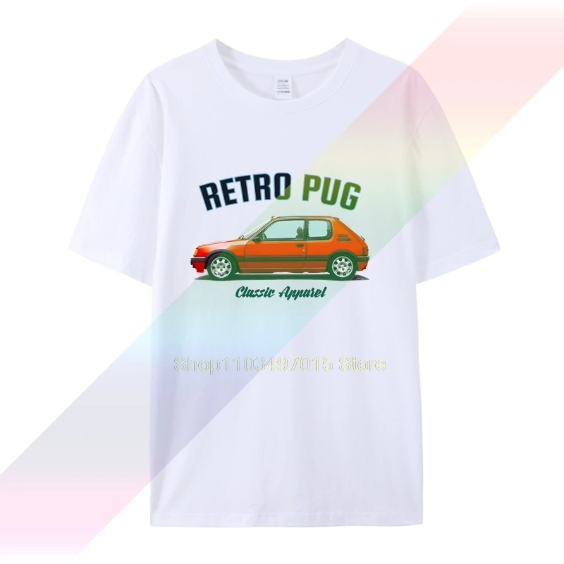 

men s New Arrival Summer Style 205 Gti T Shirt Retro pug Classic car modified man's t-shirt