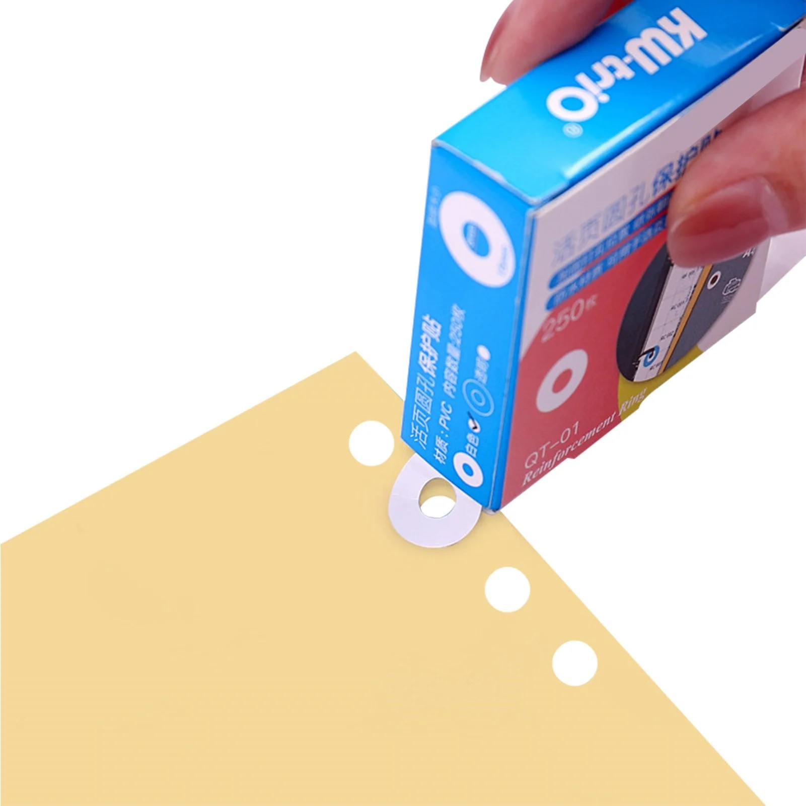 KW-trio Loose-Leaf Paper Hole Reinforcement Labels Round Stickers Self-Adhesive Hole Punch Protector 250 Labels Office School