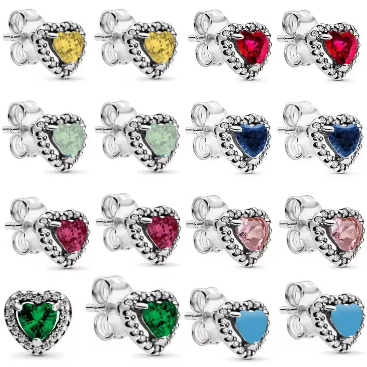 

8 Colors Available Heart-Shaped zirconia Earrings 925 Original Women 925 Silver Hot Sale Earrings Fine Jewelry Gift New in