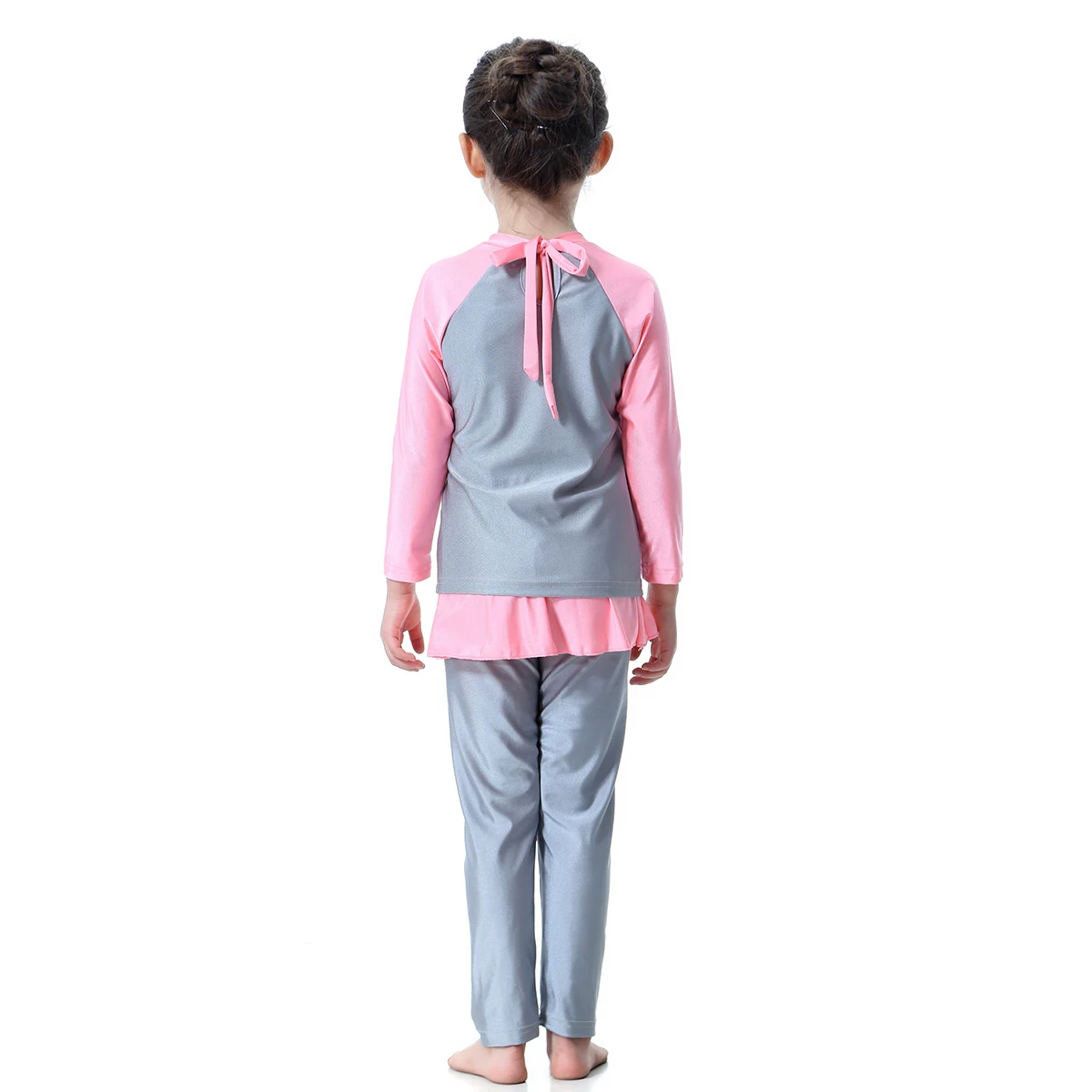 2024 Cute Islamic Swim Wear For Girls Long Sleeve Child Muslim Swim Suit With Pant Skirted Kid Modest Bathing Suit With Free Cap