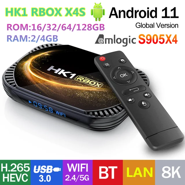 Hk1 Rbox X4 X4s Android 11.0 Tv Box Amlogic S905x4 4k 4gb 128gb Rom Smart Tv  Box Bt 2.4g 5g Dual Wifi Media Player Set Top Box - Set Top Box - AliExpress