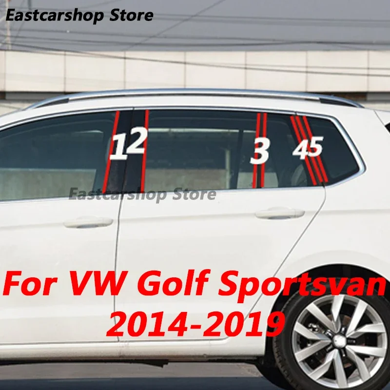 

For Volkswagen VW Golf Sportsvan Car B C Pillar Middle Central Column PC Window Decoration Strip Sticker Cover 2014-2019 2018