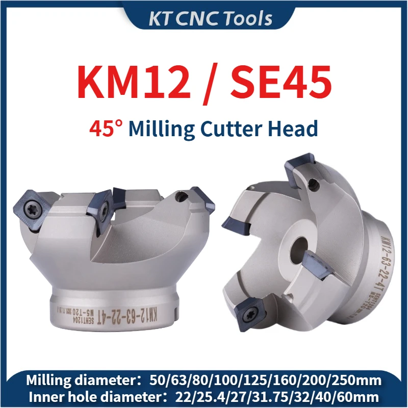 

KT CNC KM12 SE12 50 63 80 100 cutter head, SEHT SEKT1204 SEHT1204 insert Matching FMB FMB22 FMB27 FMB32 tool holder bracket tool