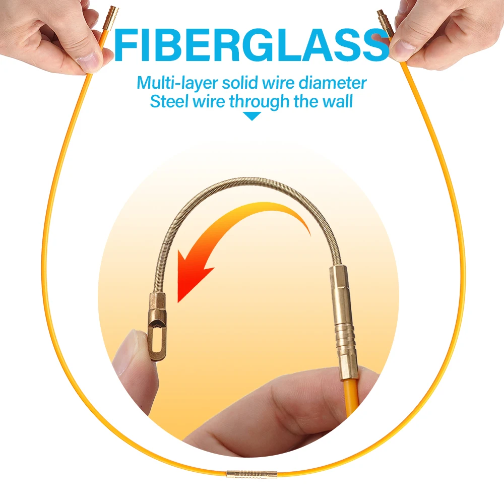 Extractor de Cable de fibra de vidrio, 10 Uds., Dia.4mm, 33/45cm, Kit de Cable de carrera, varillas de instalación de pared de Cable eléctrico, herramienta de cableado