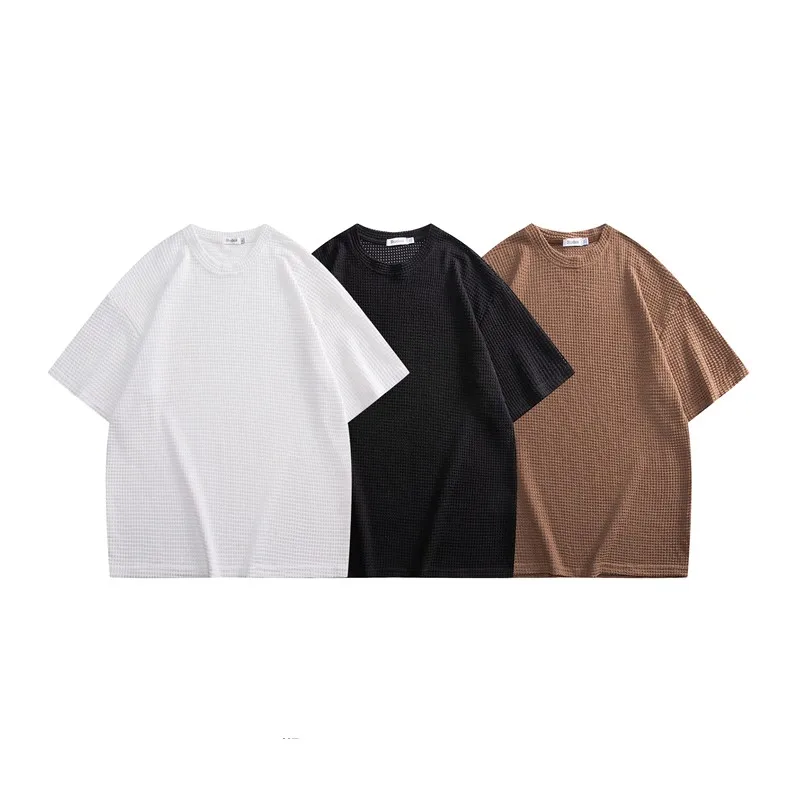 Summer Men T-shirts Oversized Thin Mesh Breathable Short Sleeve Tops Tees Boys Streetwear Hip Hop White Black Casual Clothes Man