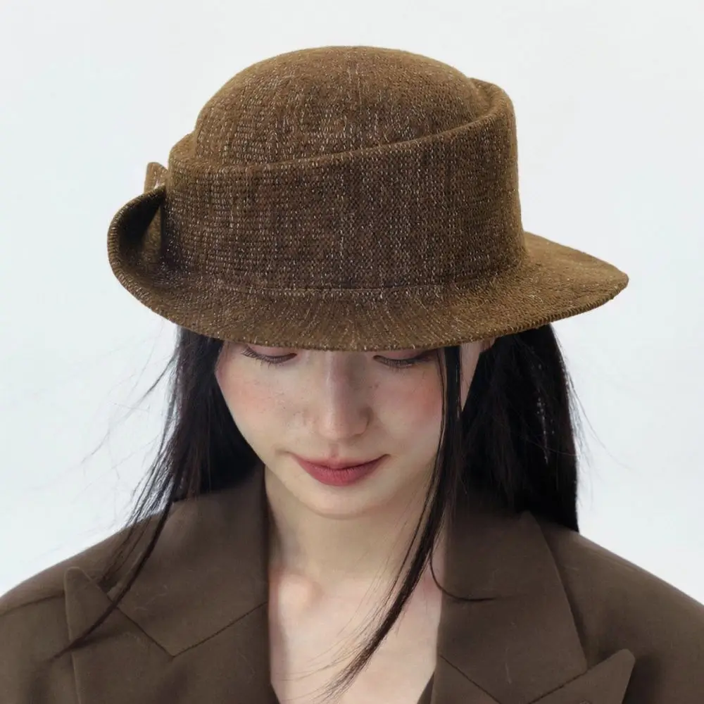 Vintage Brown Riding Fedora Hat Women Fashionable Casual Style Flat Top Autumn Spring Elegant Chic Headgear