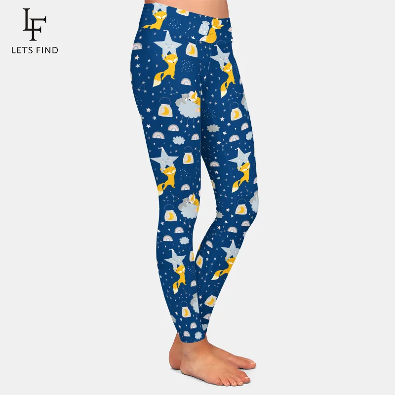 LETSFIND In Mới Quần Legging Cao Cấp Fox In Thời Trang Nữ Quần Sữa Cao Lụa Áo Xanh Quần Legging