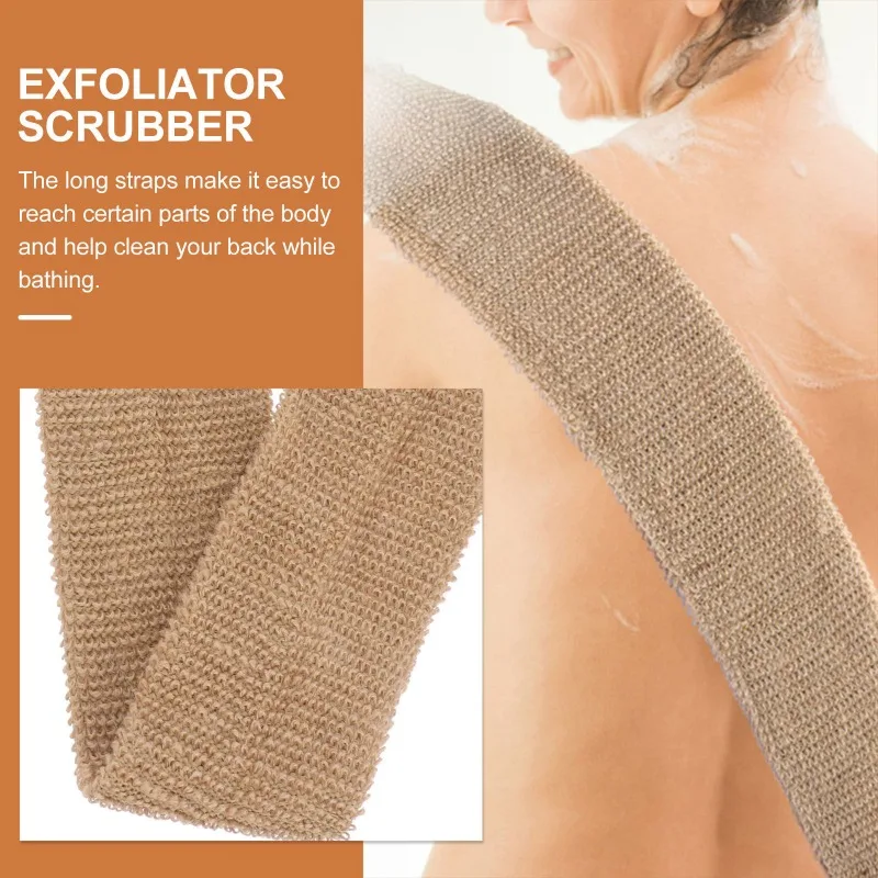 2Pcs Exfoliating Back Scrubber Glove Set – Ramie/Jute Fiber Bath Towel, Deep Cleansing for Body/Face, Radiant Skin Renewal