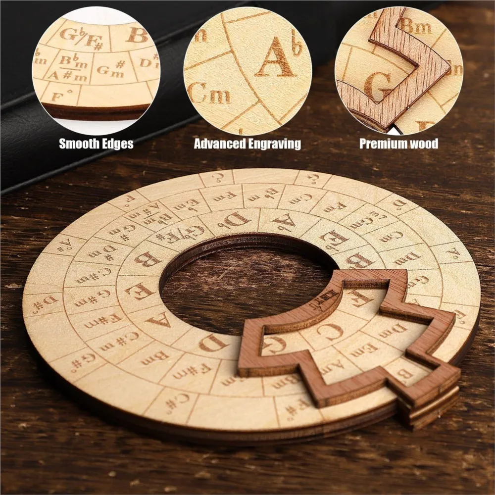 Wooden Melody Tool Round Circle of Fifths Wheel Melody Chord Tool Music Transpose Accessories For Musicians Beginners Songwriter