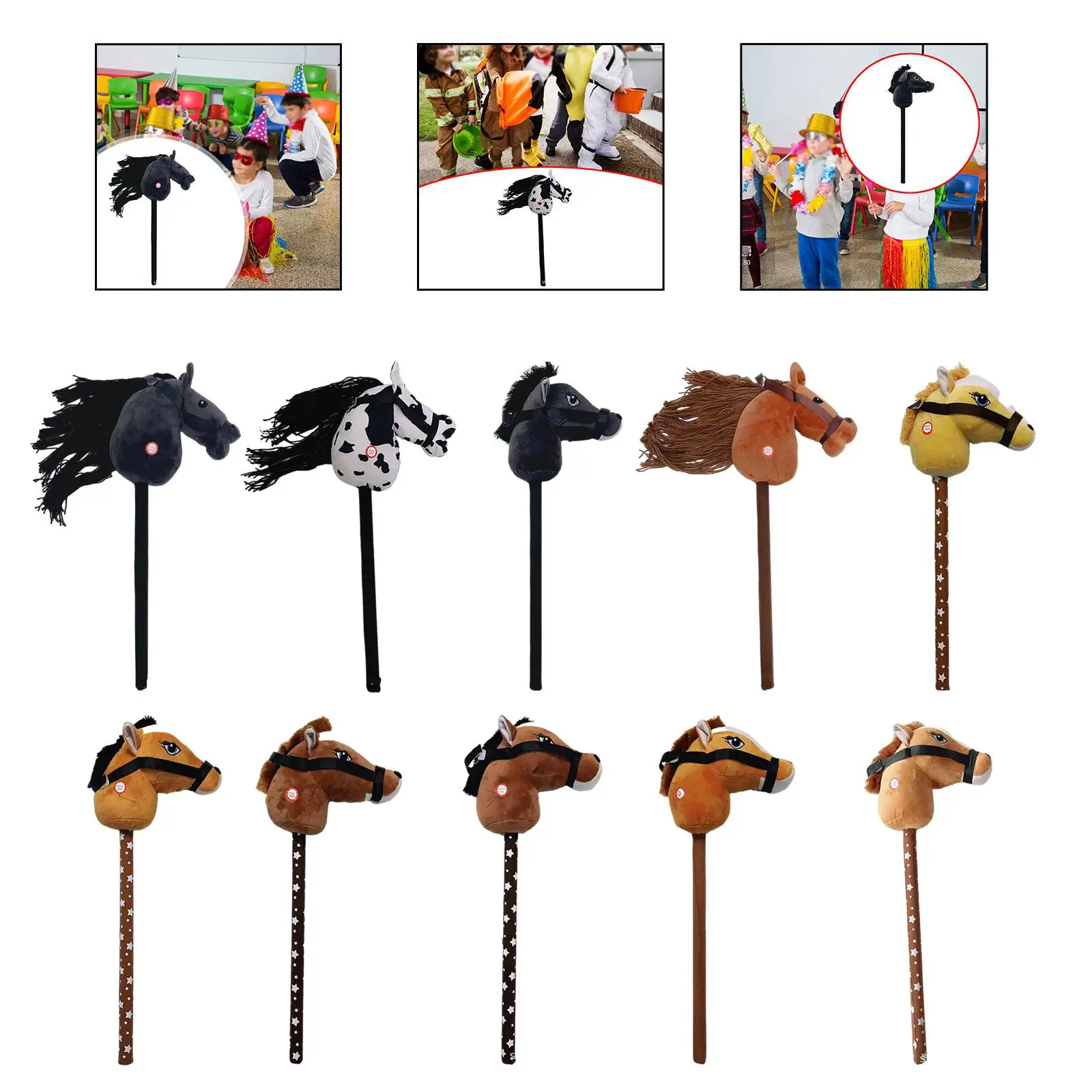 Interactive Plush Stick Horse Music Animal Sound Educational Toy for Boys and Girls Children Play