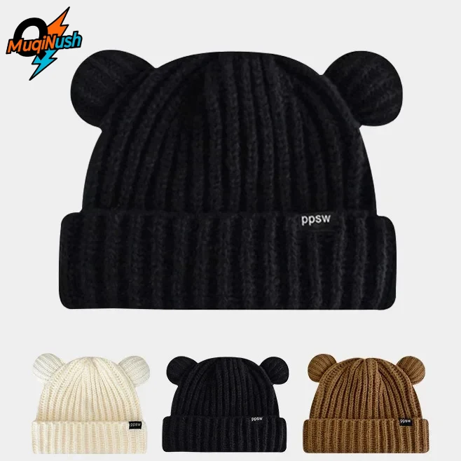 

Muqinush Men And Women Winter Knitted Hats Brimless Hats Cute Fashionable Warm Big Head Circumference For Cycling And Skiing