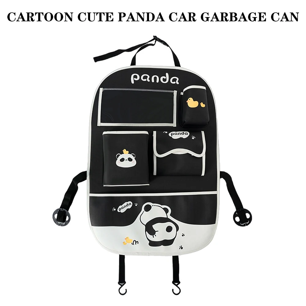 Anti Kick Pad Car Trash Can Bin Leather Multifunction Car Backseat Organizer Cup Holder Tissue Holder Cartoon