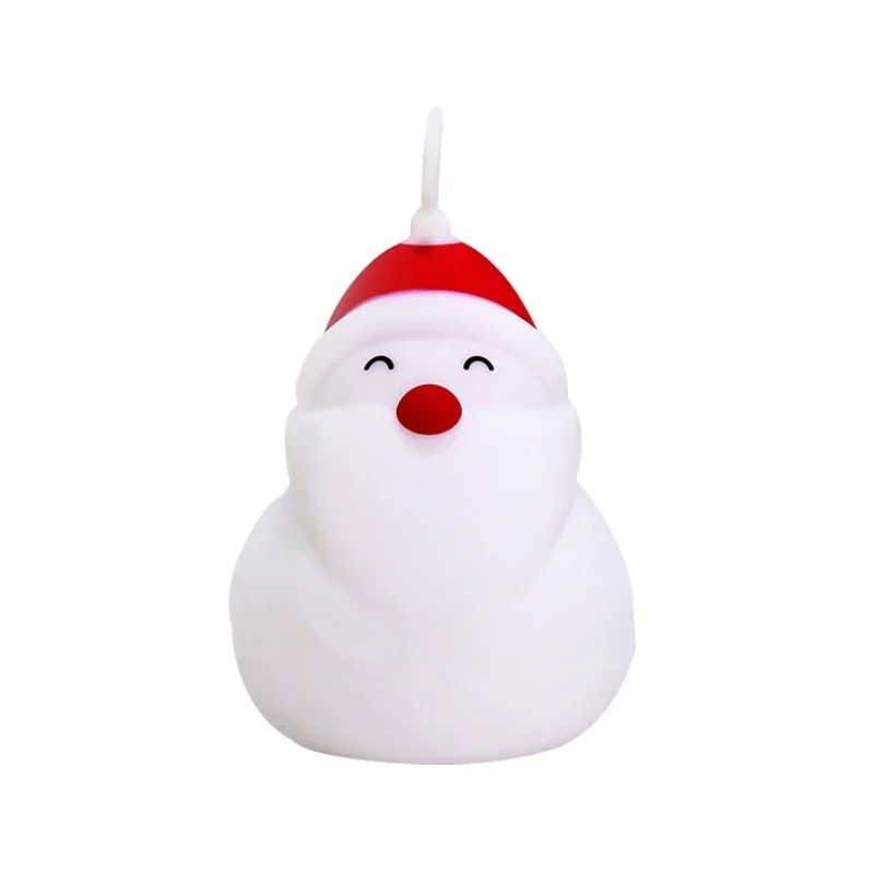 Led boneco de neve papai noel luzes da noite 7 cores pat toque mudança de cor proteção para os olhos quarto lâmpada de cabeceira presente de natal crianças