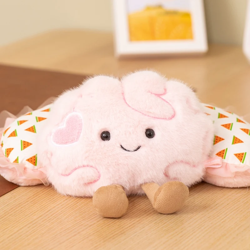 Creative Cute Love-Struck Plush Toy Heart Shaped Plush Keychain Pink Brain Romantic Valentine's Day Gifts for Her Girlfriend