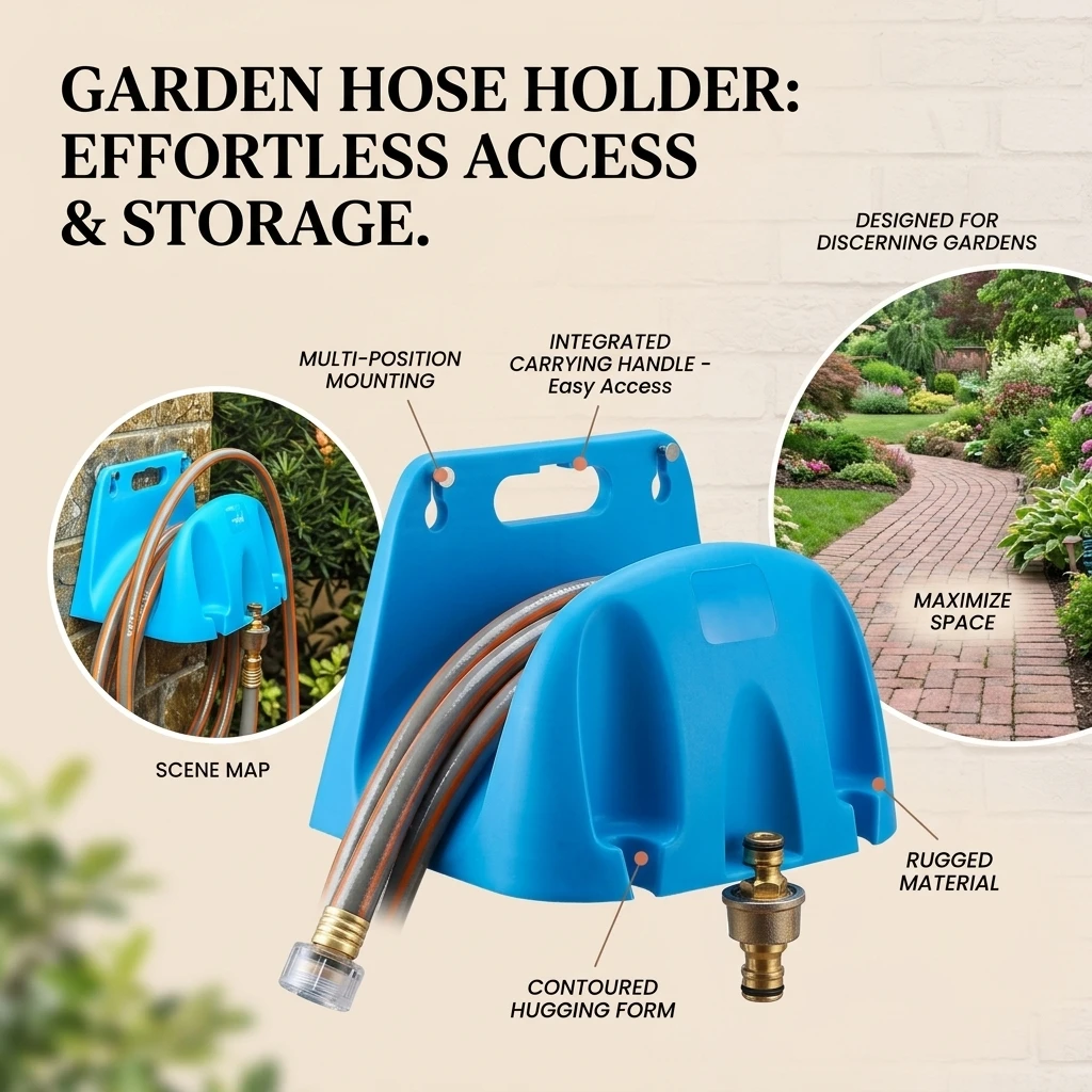 Wall Mounted Garden Hose Pipe Hanger - Plastic Watering Hose Organizer with Tap Holder Storage Rack for Garden Irrigation