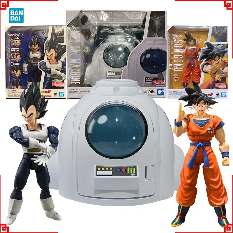 

In stock Bandai Authentic Dragon Ball Action Figure SHF Mldical Machine Goku Vegeta High Poseability Anime Figures Toys