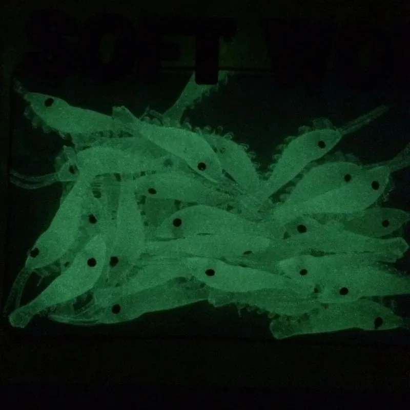 

100PCS Luminous Shrimp Fishing Bait Soft Lure Worms Glow Shrimps Fishing Lures For Bass Crappie Fishing Lures 3.5cm 0.3g Shrimp