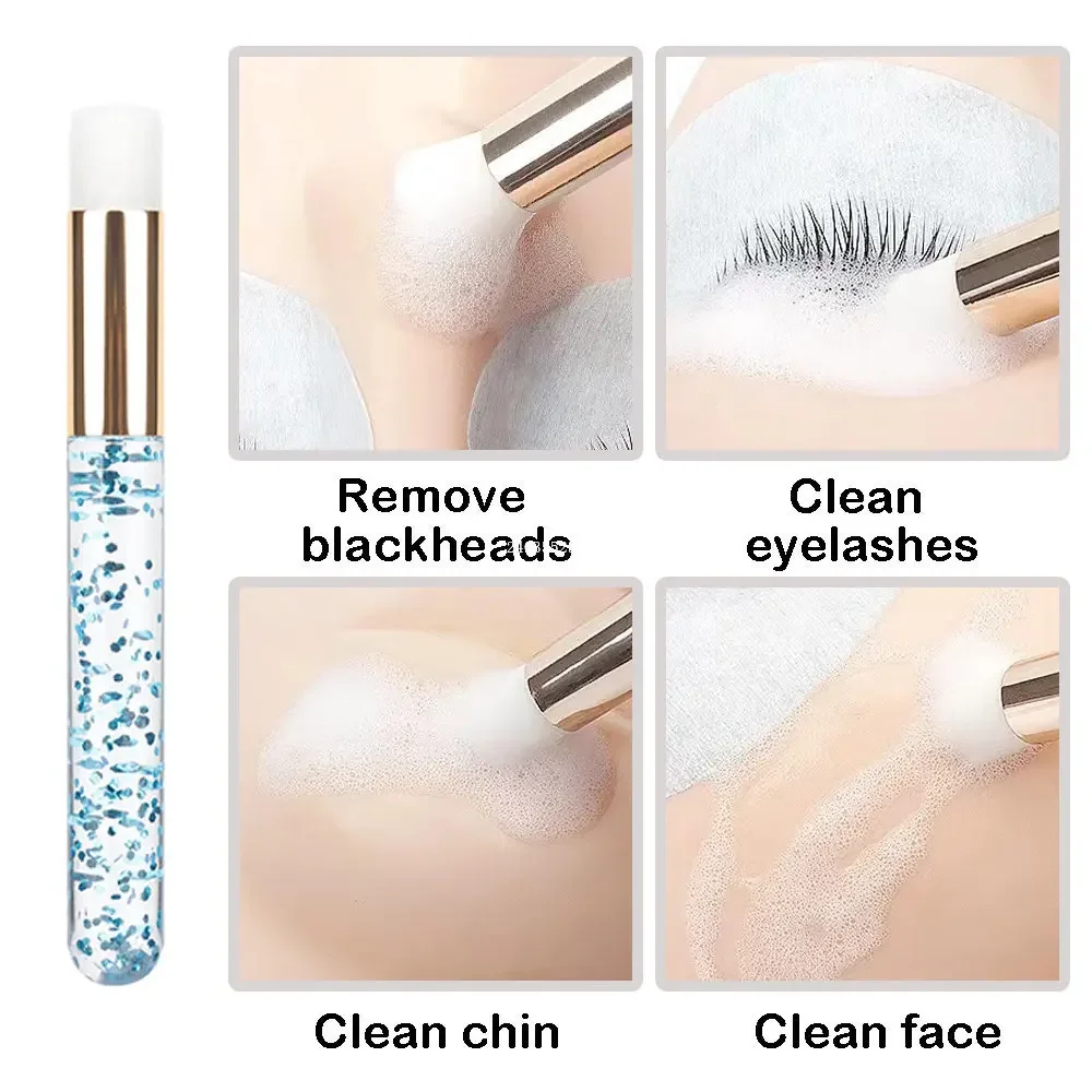 Eyelash Cleaning Tool Set 60ML Transparent Green Plastic Foam Pump Bottle Grafting Eyelash Cleaning Brush Reusable Pump Bottle